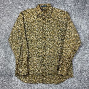 Tommy Bahama Shirt Mens Large Yellow Cotton Floral‎ Island Soft Abstract Classic